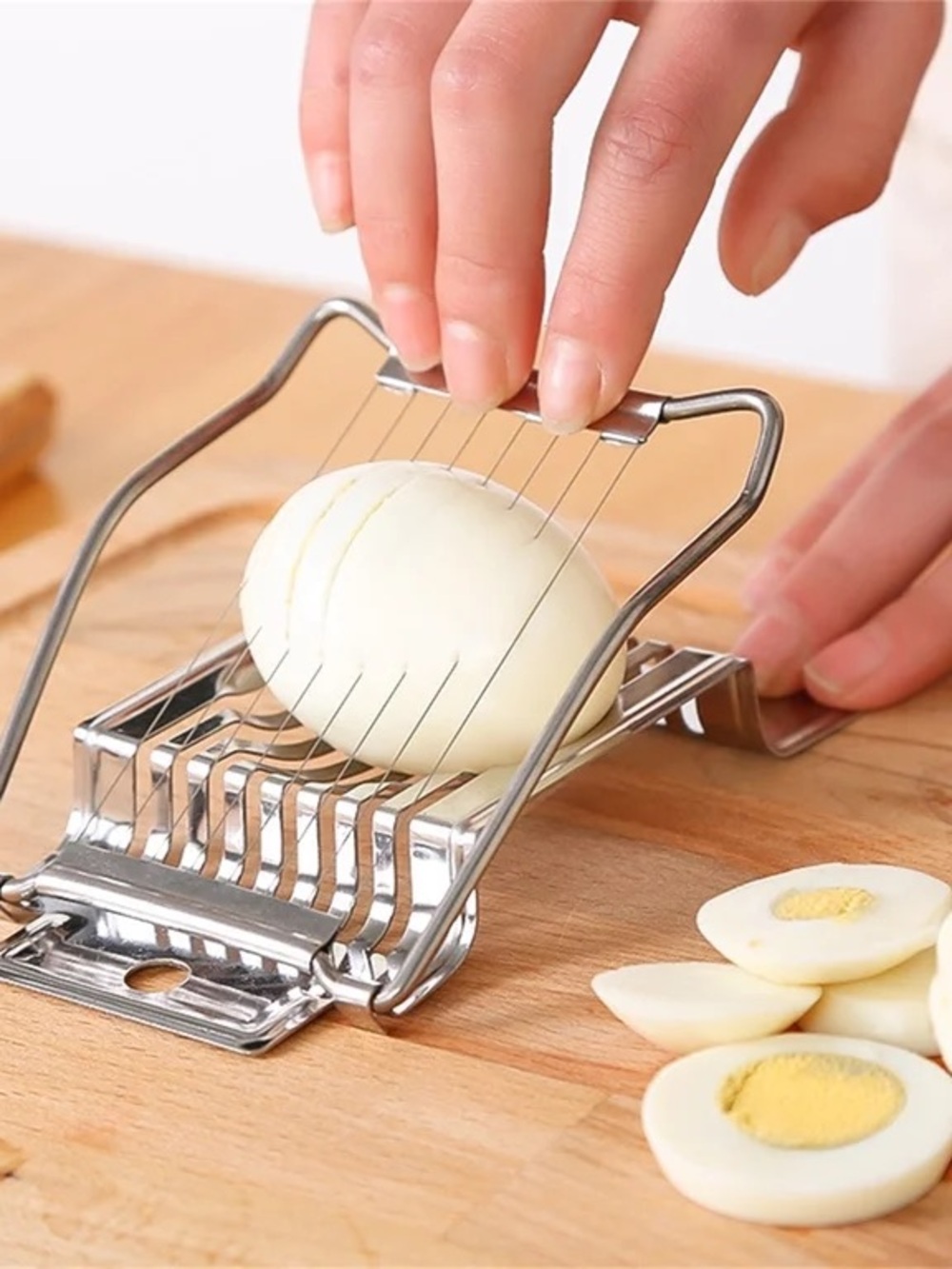 Stainless Steel Egg Slicer - Silver Egg Cutter for Perfect Slices